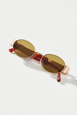 Shop Aire Mars Oval Sunglasses In Gold