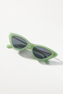 By Anthropologie Chain Arm Cat-eye Sunglasses In Green