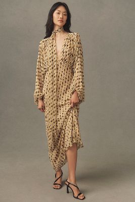 Shona Joy Axel Plunge Balloon-Sleeve Maxi Dress | Anthropologie