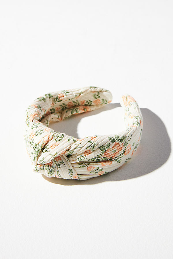 Shop By Anthropologie Everly Floral Quilted Knot Headband In Orange