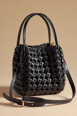 Shop By Anthropologie Knotted Faux Leather Mini Tote In Black