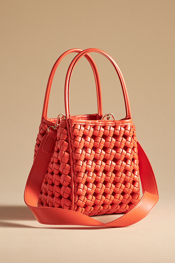 By Anthropologie Knotted Faux Leather Mini Tote In Red