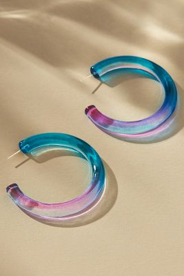 Shop Crystal Haze Translucent Hoop Earrings In Blue