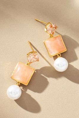 Shop By Anthropologie Diamond Crystal Drop Earrings In Orange