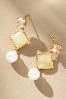 Shop By Anthropologie Diamond Crystal Drop Earrings In Yellow