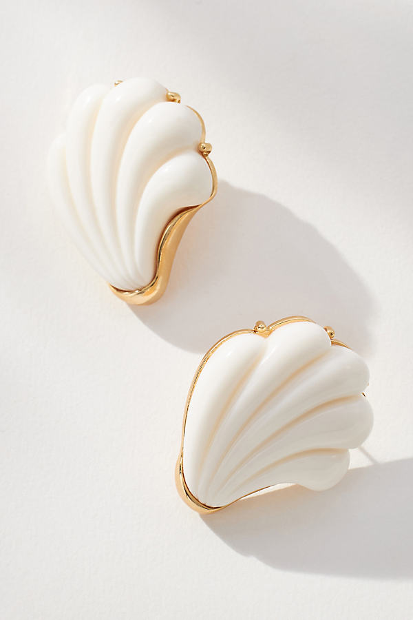 By Anthropologie Shell Icon Post Earrings In White