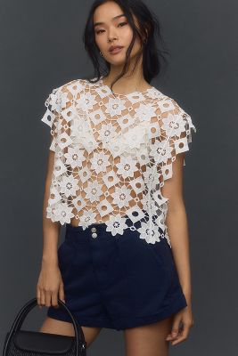 Maeve Floral Shell Top In White