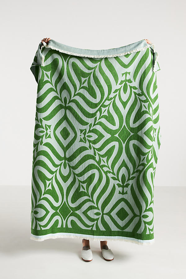 Anthropologie Doni Throw Blanket In Green