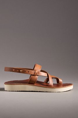 Shop Beek Wigeon Leather Toe-ring Sandals In Brown
