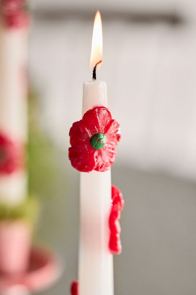 Floral Applique Taper Candles, Set of 2 #1