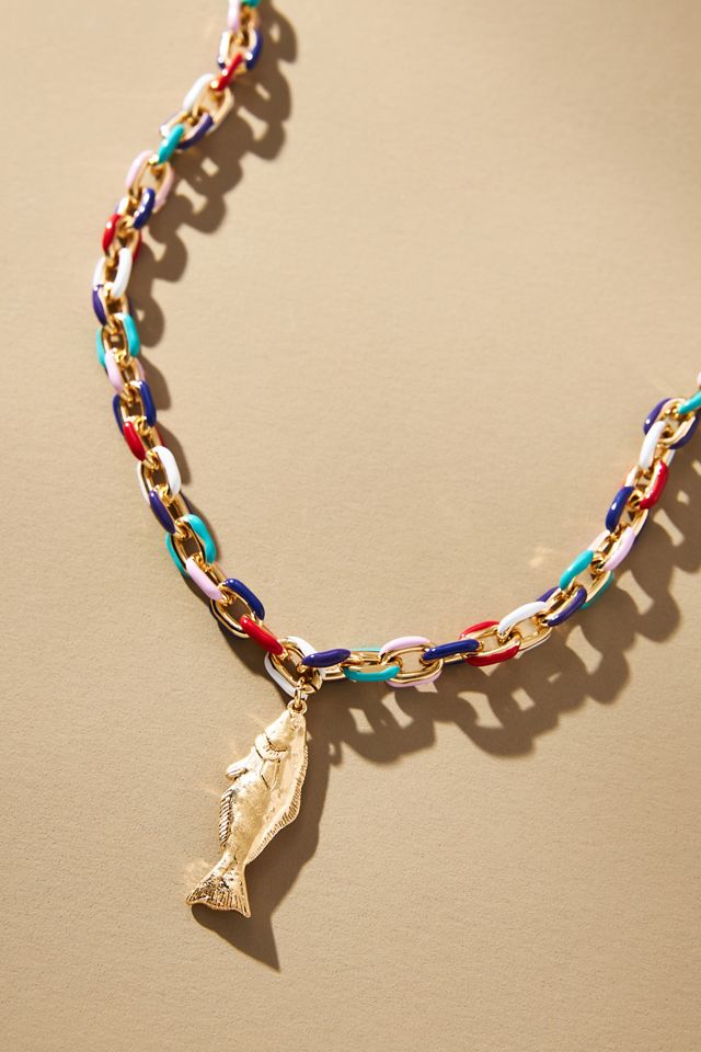 Fish Enamel Charm Necklace #1