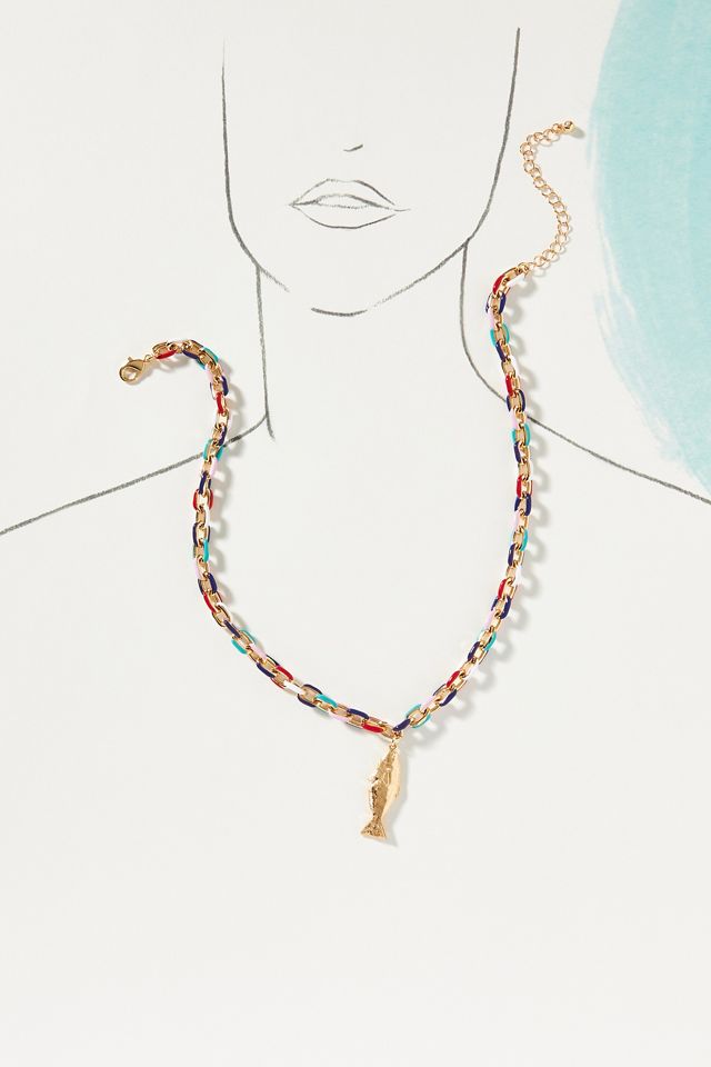 Fish Enamel Charm Necklace #2