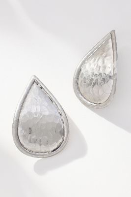 By Anthropologie Hammered Teardrop Earrings In Silver