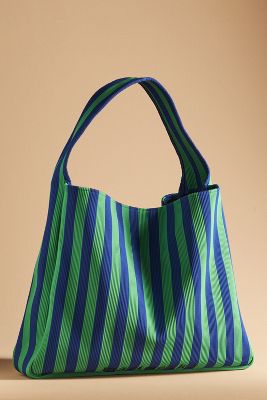 Shop Marimekko Knitted Large Merirosvo Shoulder Bag In Blue