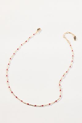 Shop By Anthropologie Gold-plated Delicate Bead Necklace In Red