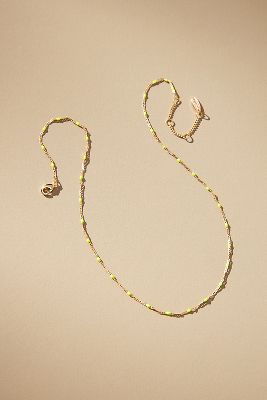 Shop By Anthropologie Gold-plated Delicate Bead Necklace In Yellow