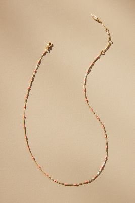 Shop By Anthropologie Gold-plated Delicate Bead Necklace In Orange