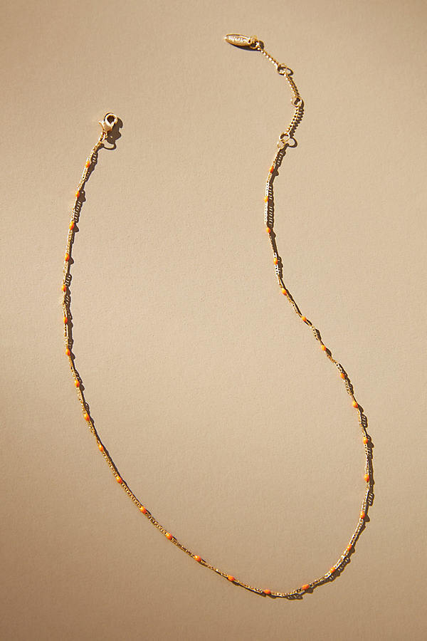 Shop By Anthropologie Delicate Bead Necklace In Orange