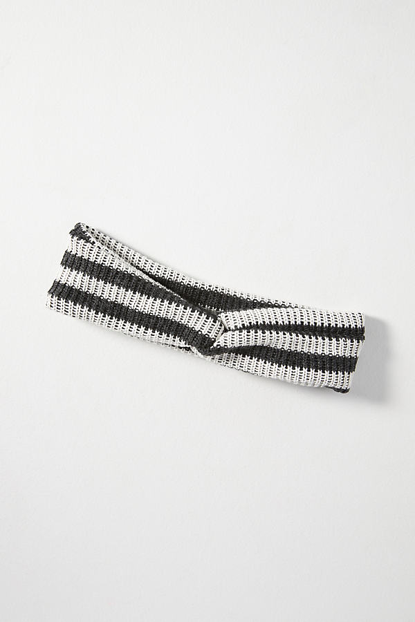By Anthropologie Stripe Knit Twist Headband In Black