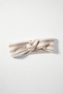 By Anthropologie Stripe Knit Twist Headband In White