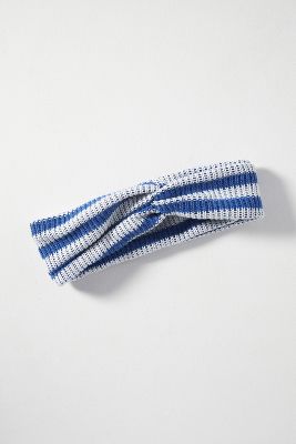 By Anthropologie Stripe Knit Twist Headband In Blue