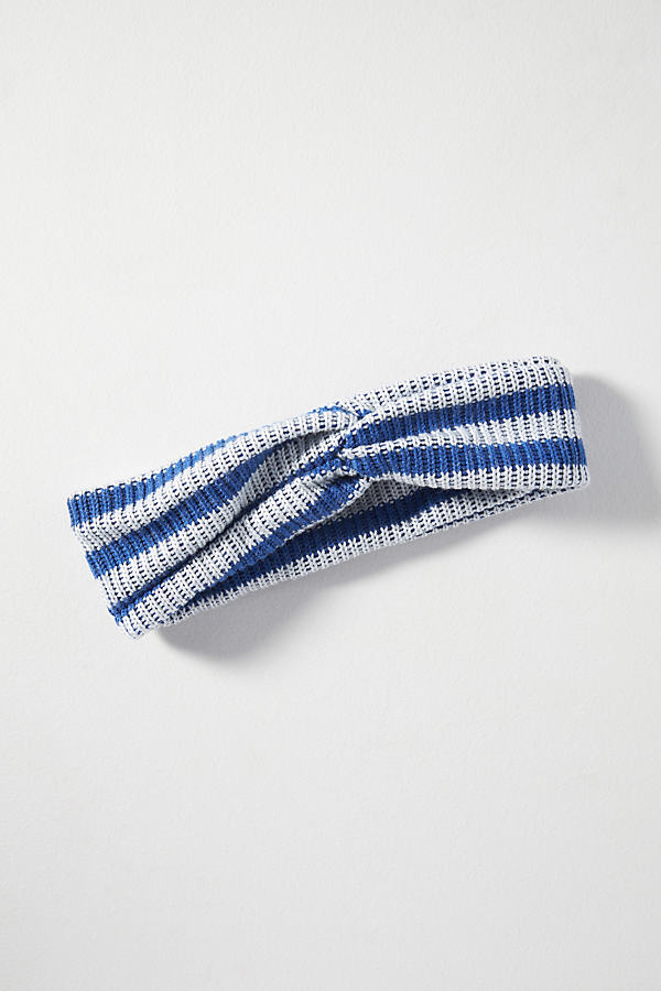 By Anthropologie Stripe Knit Twist Headband In Blue