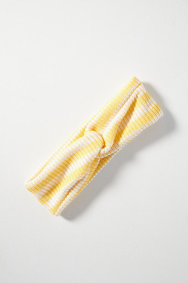 By Anthropologie Stripe Knit Twist Headband In Yellow