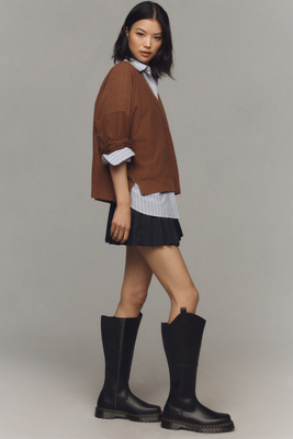 Dr. Martens Black Amaayah Knee High Leather Tall Boots In Black
