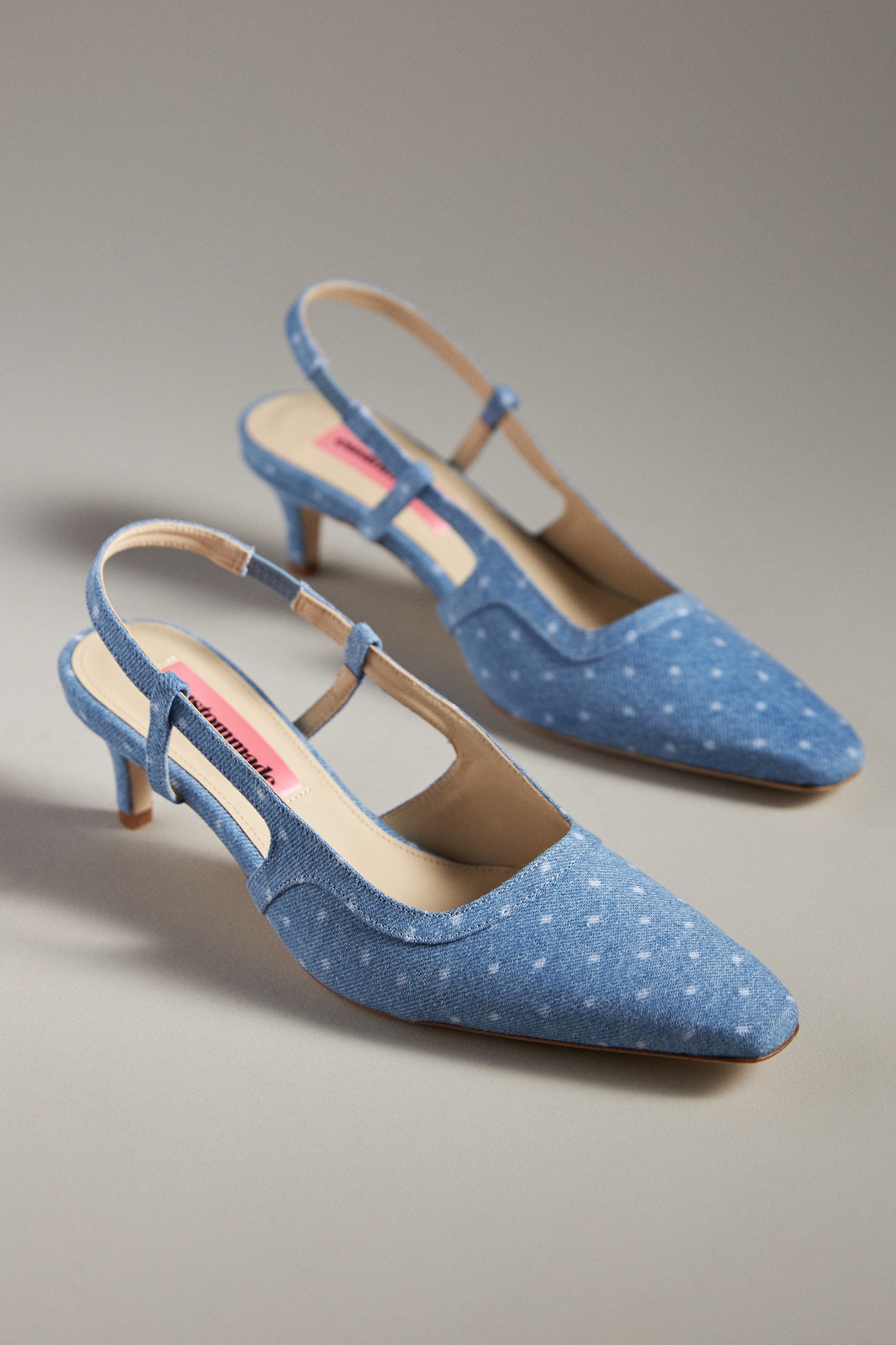 Custommade Anita Dotted Denim Slingback Heels