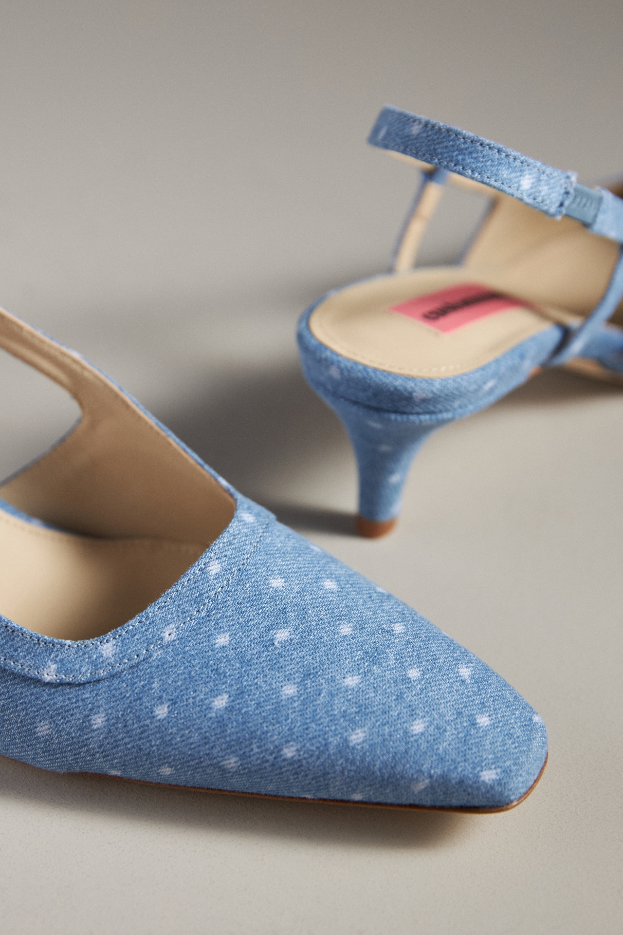 Custommade Anita Dotted Denim Slingback Heels