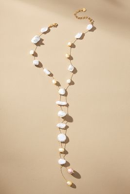 By Anthropologie Pearl Ladder Necklace In White