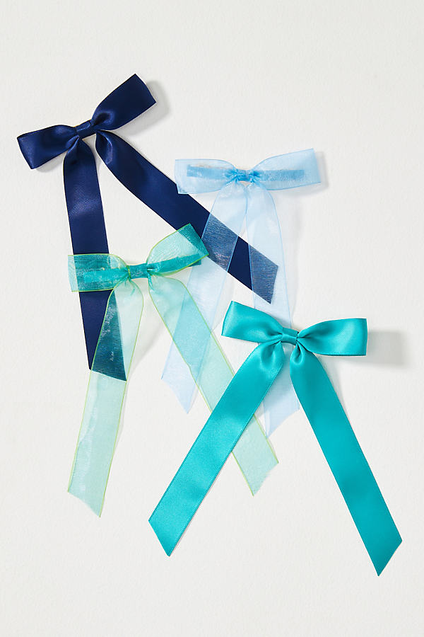By Anthropologie Organza Hair Bows, Set Of 4 In Blue