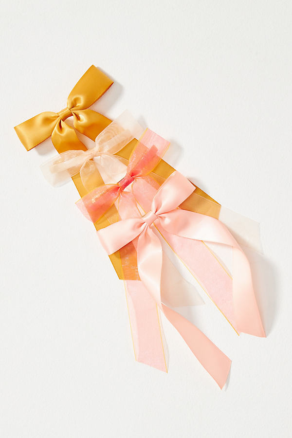 By Anthropologie Organza Hair Bows, Set Of 4 In Pink