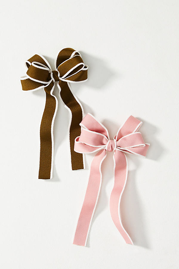 Shop By Anthropologie Clubhouse Trimmed Bows, Set Of 2 In Pink
