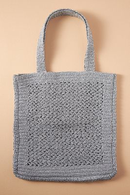 Shop By Anthropologie Metallic Crochet Tote In Silver