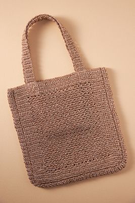 Shop By Anthropologie Metallic Crochet Tote In Pink
