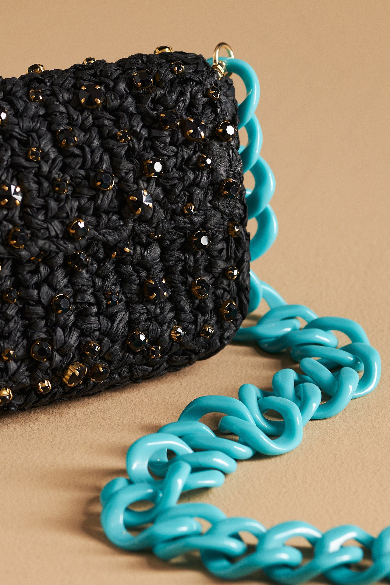 The Fiona Shoulder Bag: Embellished Raffia Chain Edition