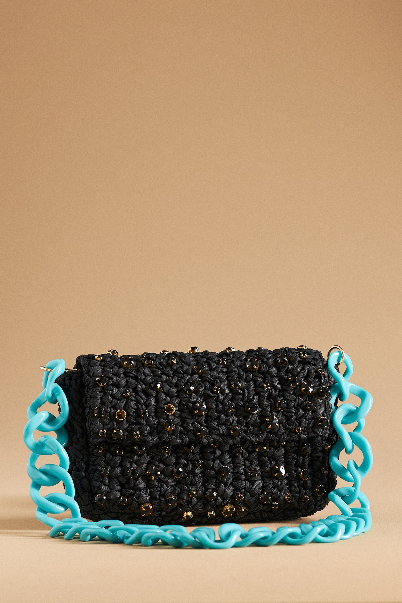 The Fiona Shoulder Bag: Embellished Raffia Chain Edition