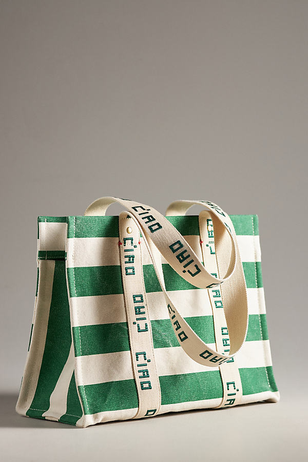 Shop Clare V Noemie Canvas Tote In Green