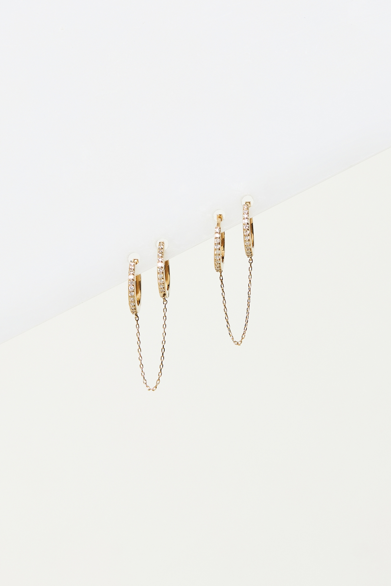 Pavé Double Huggie Hoop Earrings