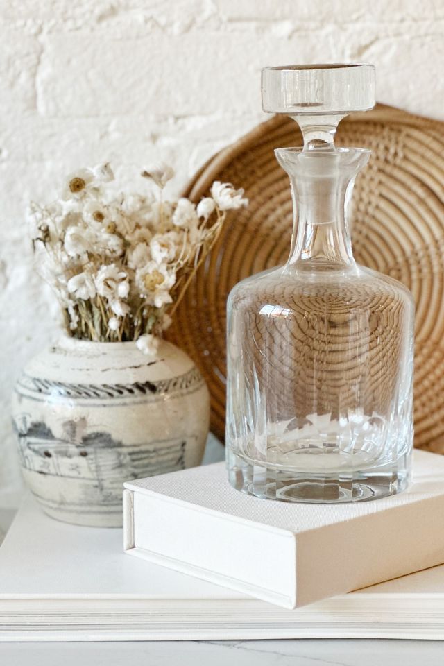 Old Flame Candle Co. Vintage 1960s Clear Cut Glass Decanter AnthroLiving