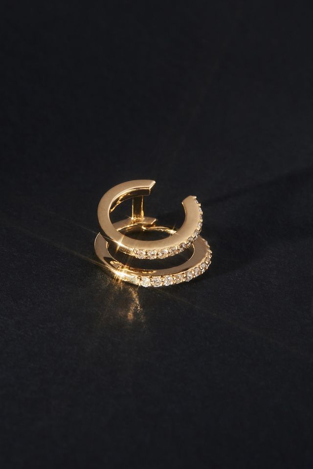 Diamond Double Huggie Hoop Earrings #1