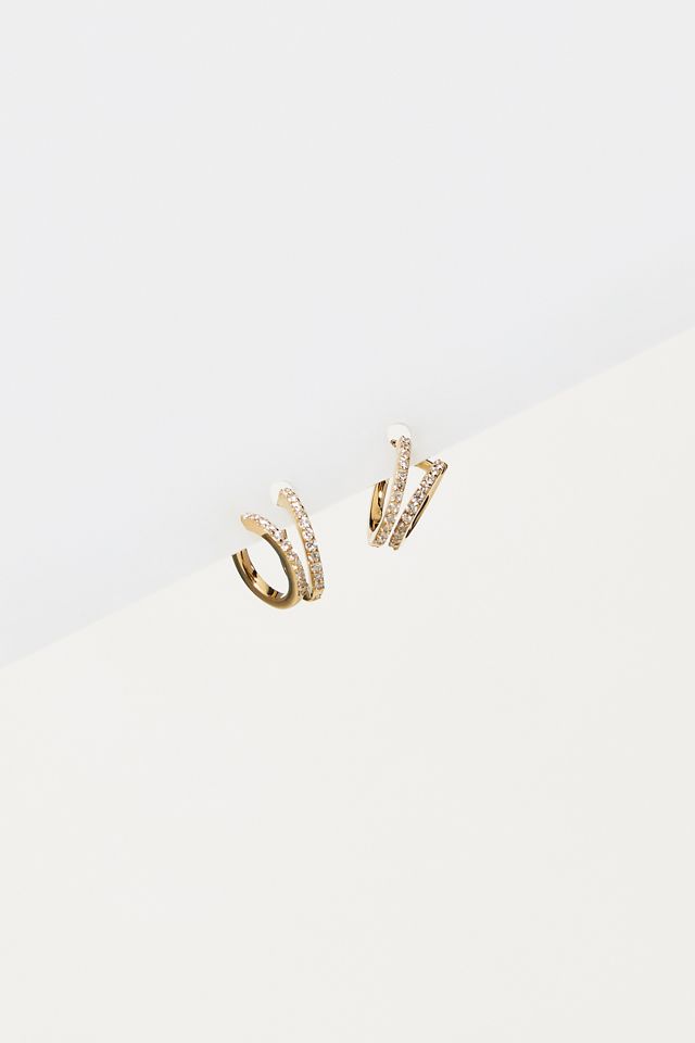Diamond Double Huggie Hoop Earrings #3