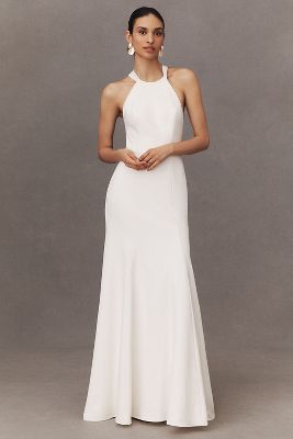 BHLDN Jocelyn Strapless Back-Bow Satin Mini Dress