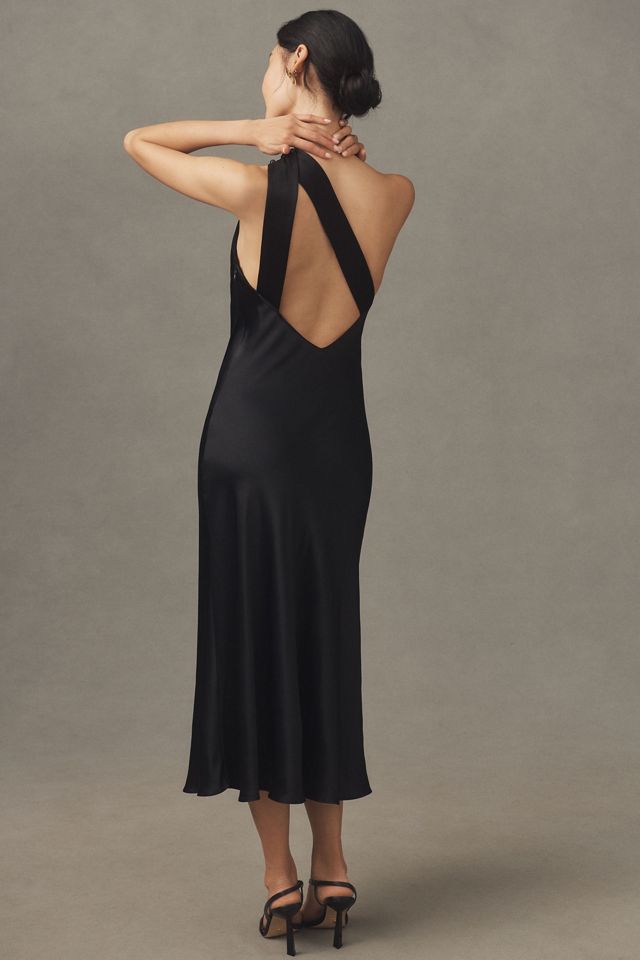 BHLDN Nicoletta One-Shoulder Scarf Satin Midi Dress #1