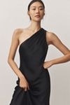 bhldn nicoletta one-shoulder tie-neck satin midi dress BHLDN Nicoletta One-Shoulder Tie-Neck Satin Midi Dress