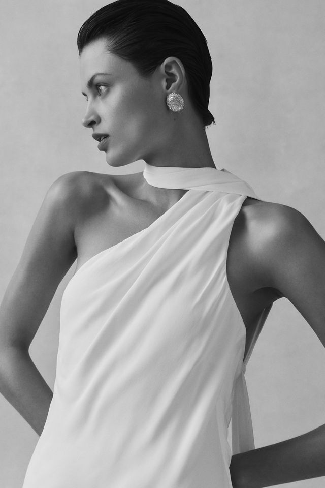 BHLDN One-Shoulder Removable Scarf Midi Dress | Anthropologie