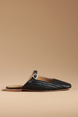 By Anthropologie Woven Mary Jane Slides In Black