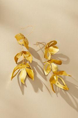 By Anthropologie Triple Floral Drop Earrings In Gold