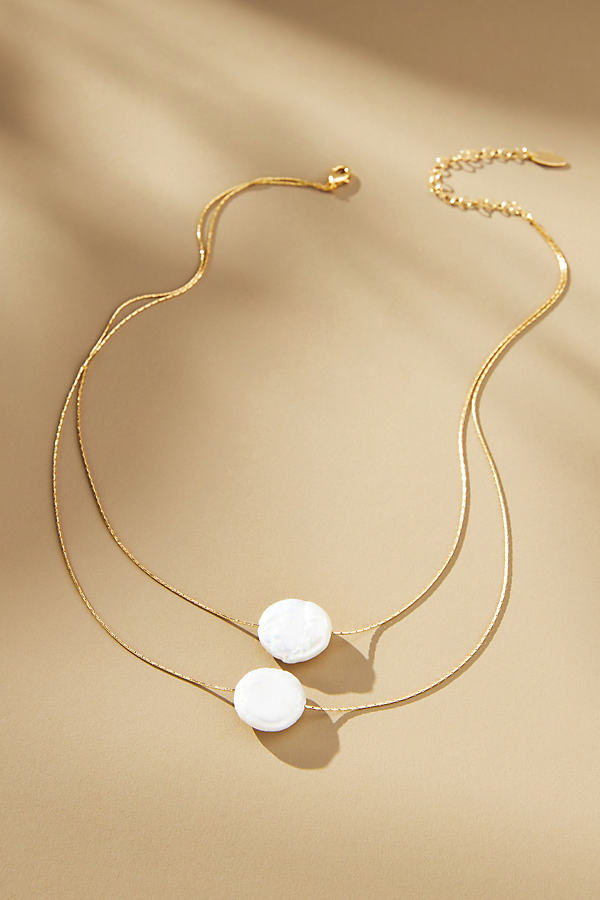 By Anthropologie Double Layer Pearl Necklace In White